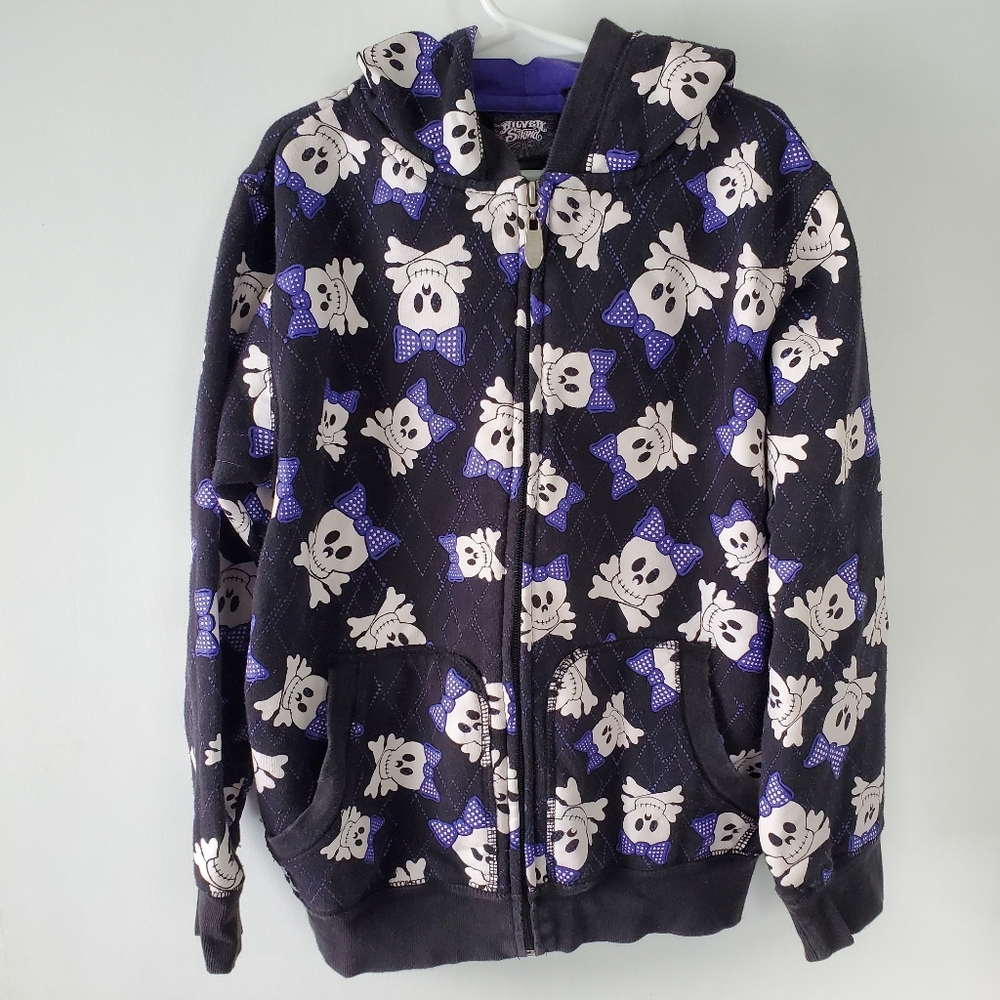 Silver Strand Skulls & Bows Purple & Black Hoodie